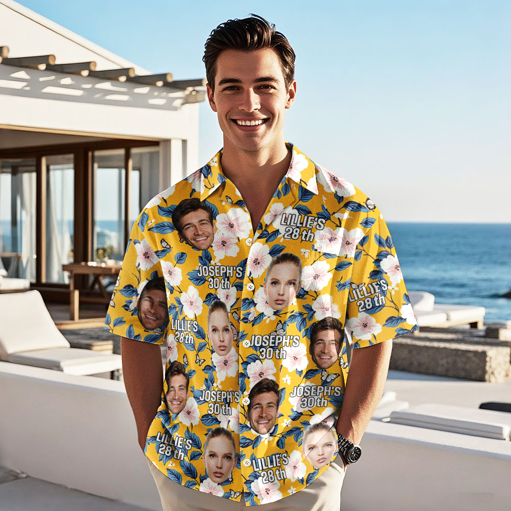 Custom Photo Hawaiian Shirt Unique Gift for Dad or Friend Make Them Smile on Their Birthday! 