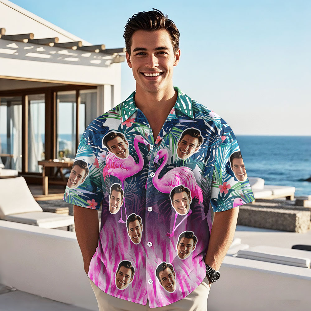 Custom Flamingo Hawaii Shirt Personalized Face Shirt