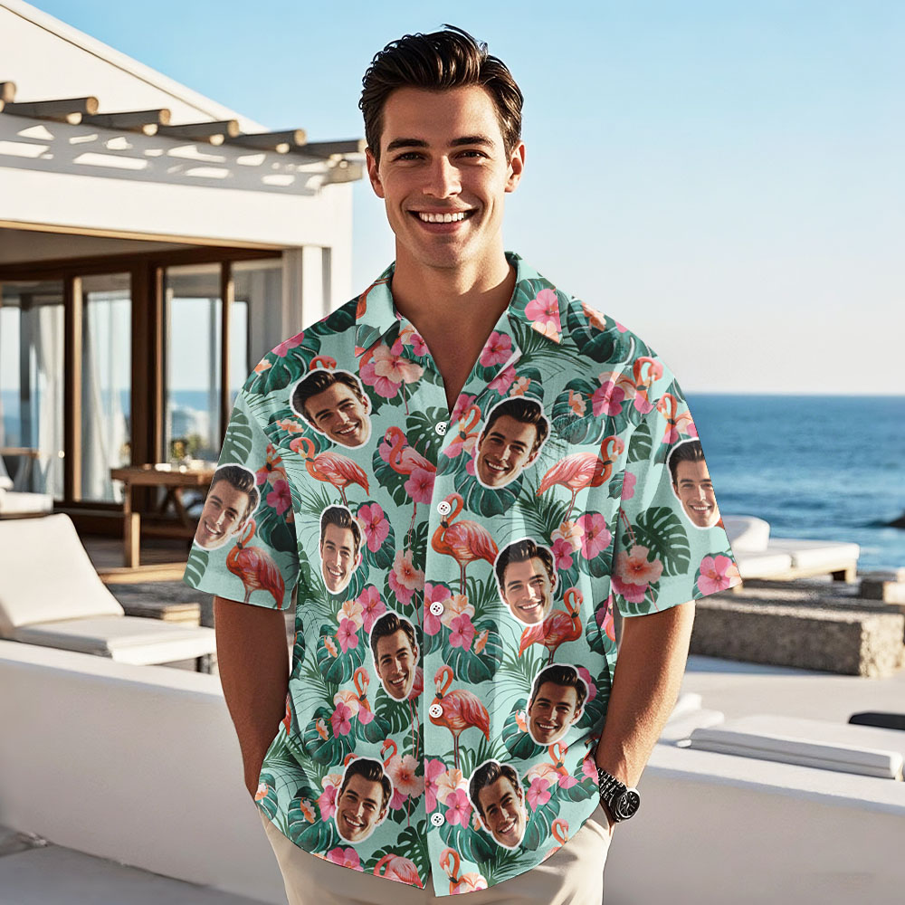 Custom Face Hawaiian Shirt Personalized Flamingo Beautiful Summer Floral Shirt