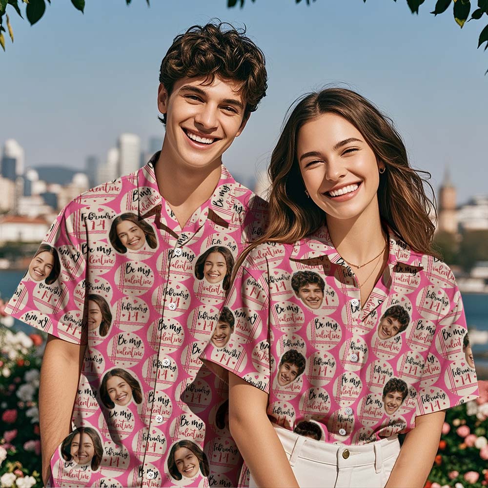 Custom Valentine's Hawaiian Shirt Personalized Be My Valentine Matching Couples Romantic Shirts Perfect Love Gift