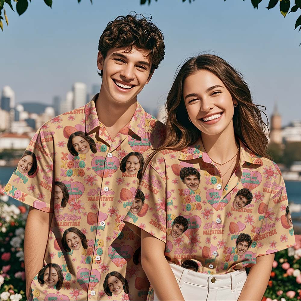 Personalized Hawaiian Shirt Valentine's Pink Heart Floral Print 'Love in Bloom' Shirt Unique Romantic Gift