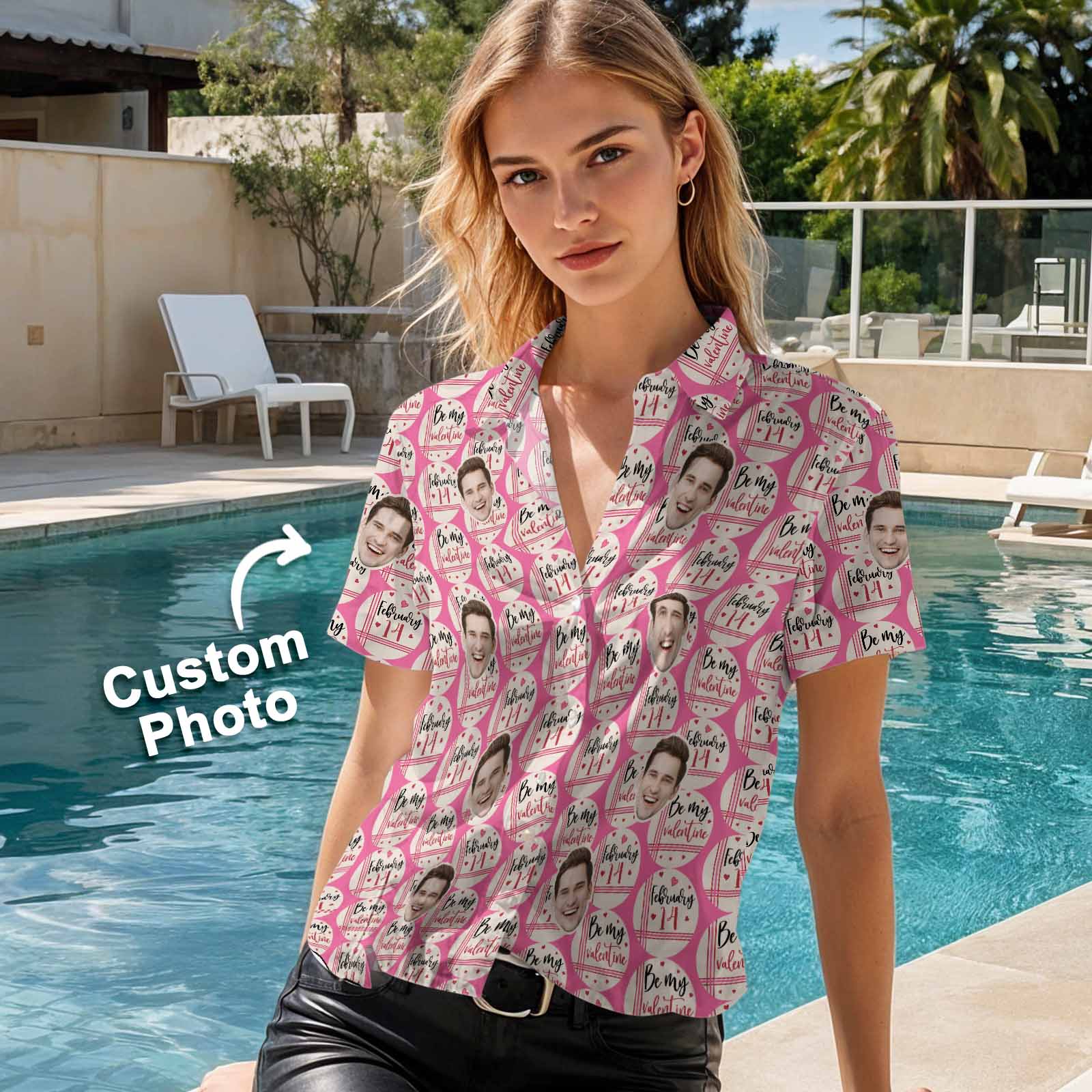 Custom Valentine's Hawaiian Shirt Personalized Be My Valentine Matching Couples Romantic Shirts Perfect Love Gift