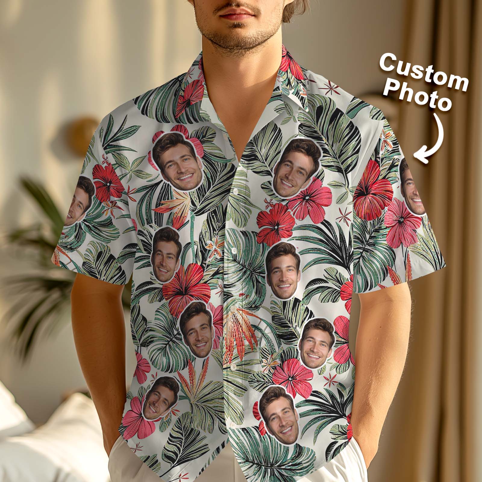 Custom Hawaiian Shirt for Men Perfect Father's Day or Birthday Gift Add His Face