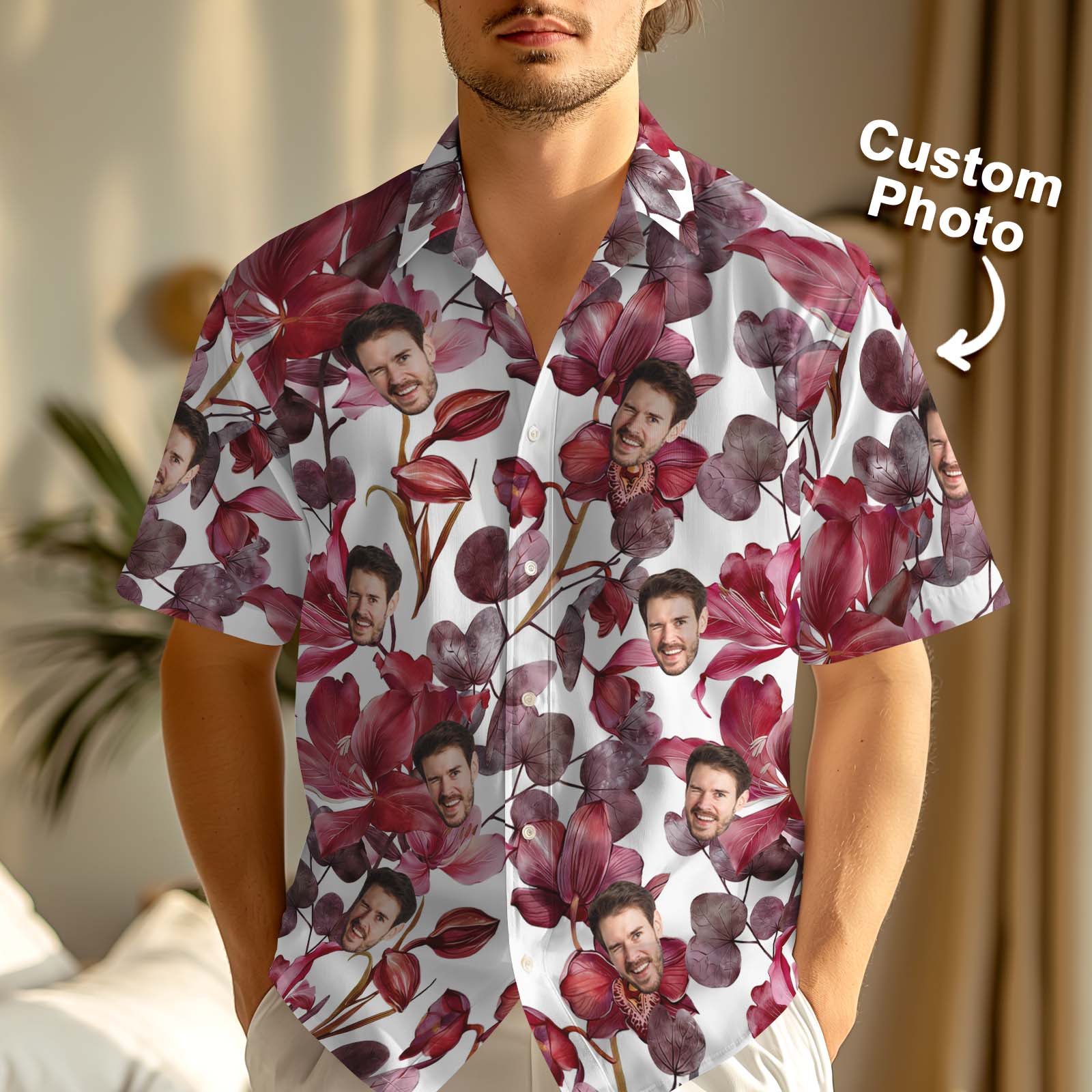 Custom Face Shirt Personalized Photo Summer Hawaiian Shirt Funny Beach Vacation Gift Retirement Gift for Grandpa