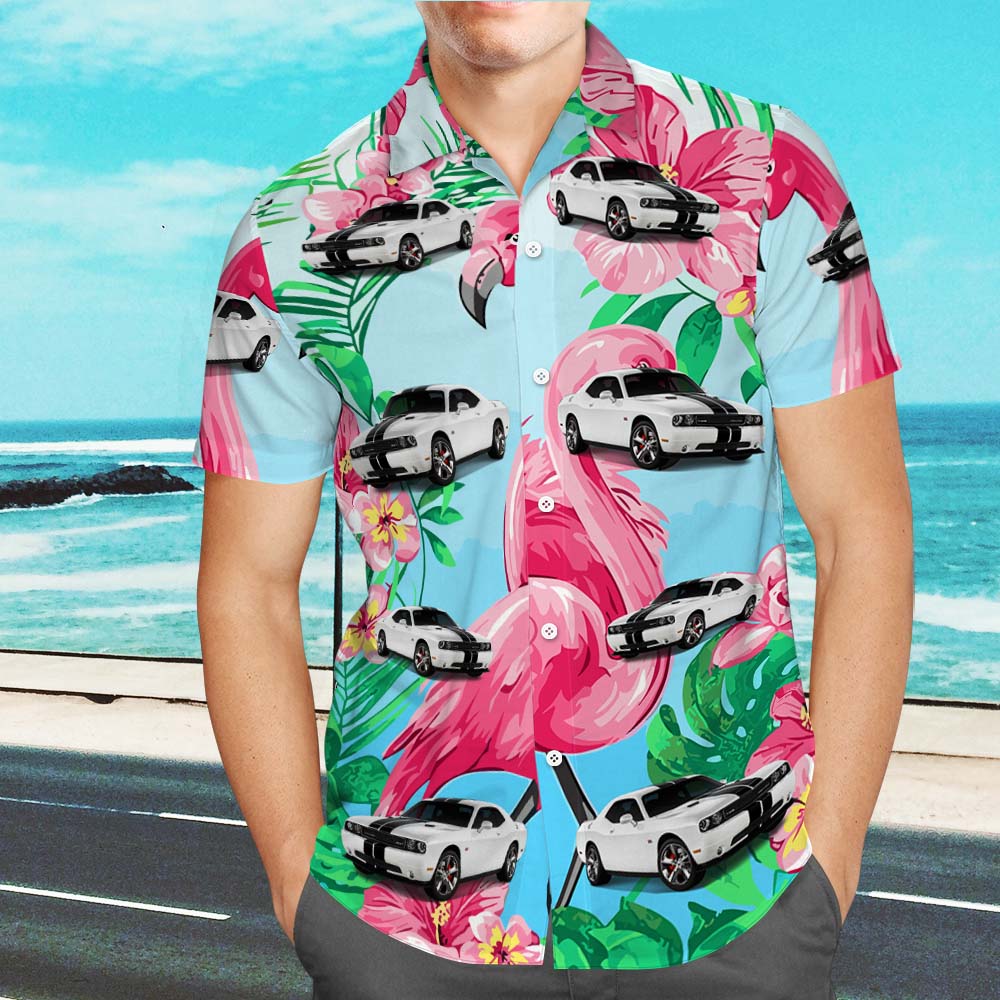 Upload Car Photo Custom Photo All Over Print Hawaiian Shirt Flamingo Summer Hawaiian Shirt for Men - MyFaceTshirt