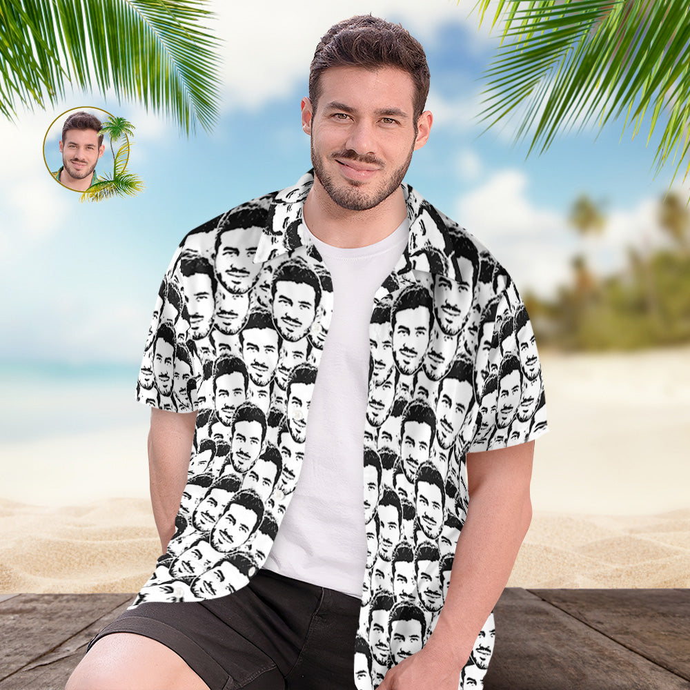 Custom Face Hawaiian Shirt Men's All Over Print Aloha Shirt Gift - Com