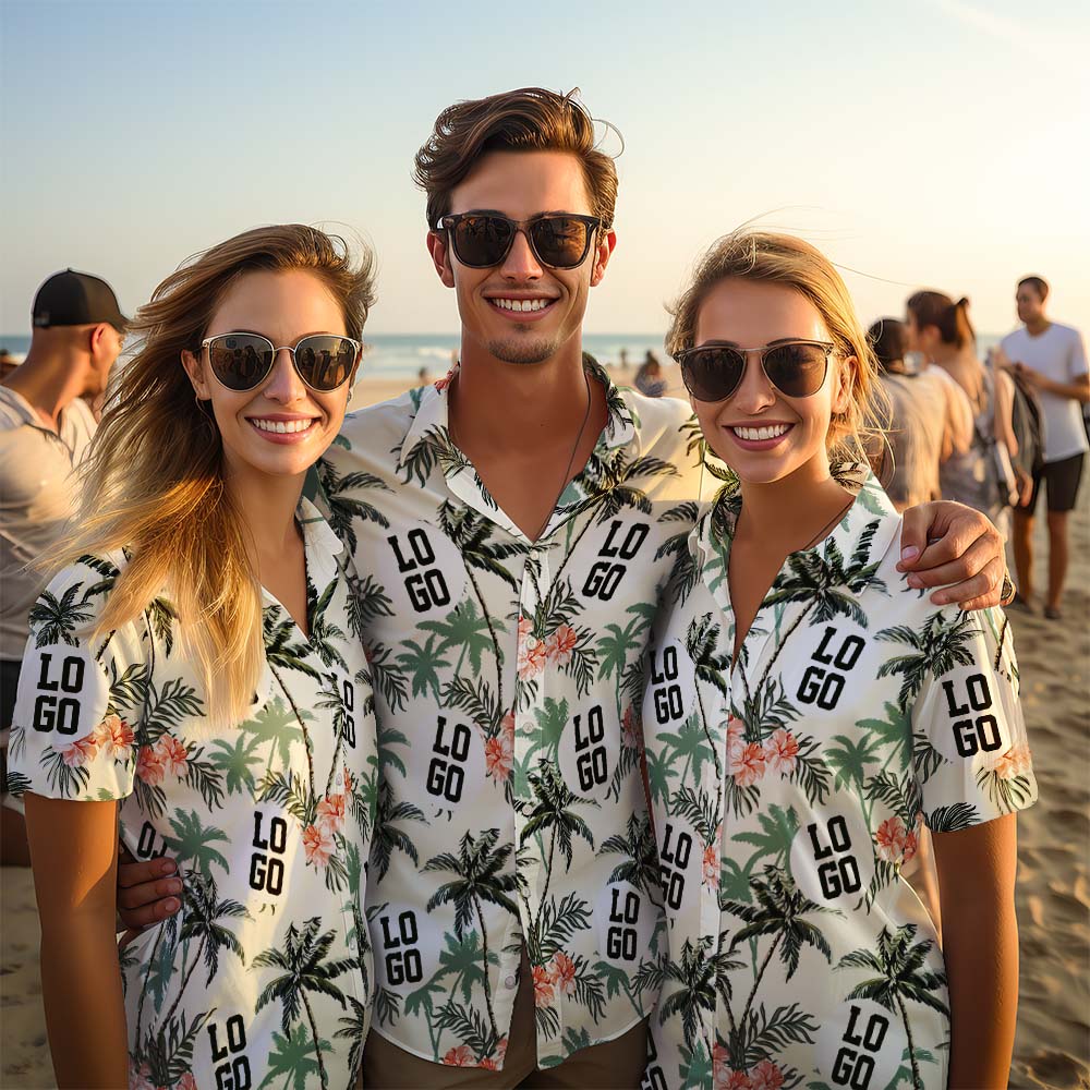Custom Logo Hawaiian Shirt Vintage Hawaiian Beach Shirts Photo & Print Button-Down Shirt