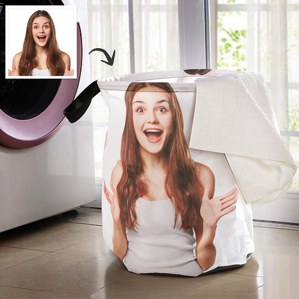 Custom Prints Laundry Basket with Your Photo Gift for Family - MyFaceTshirt