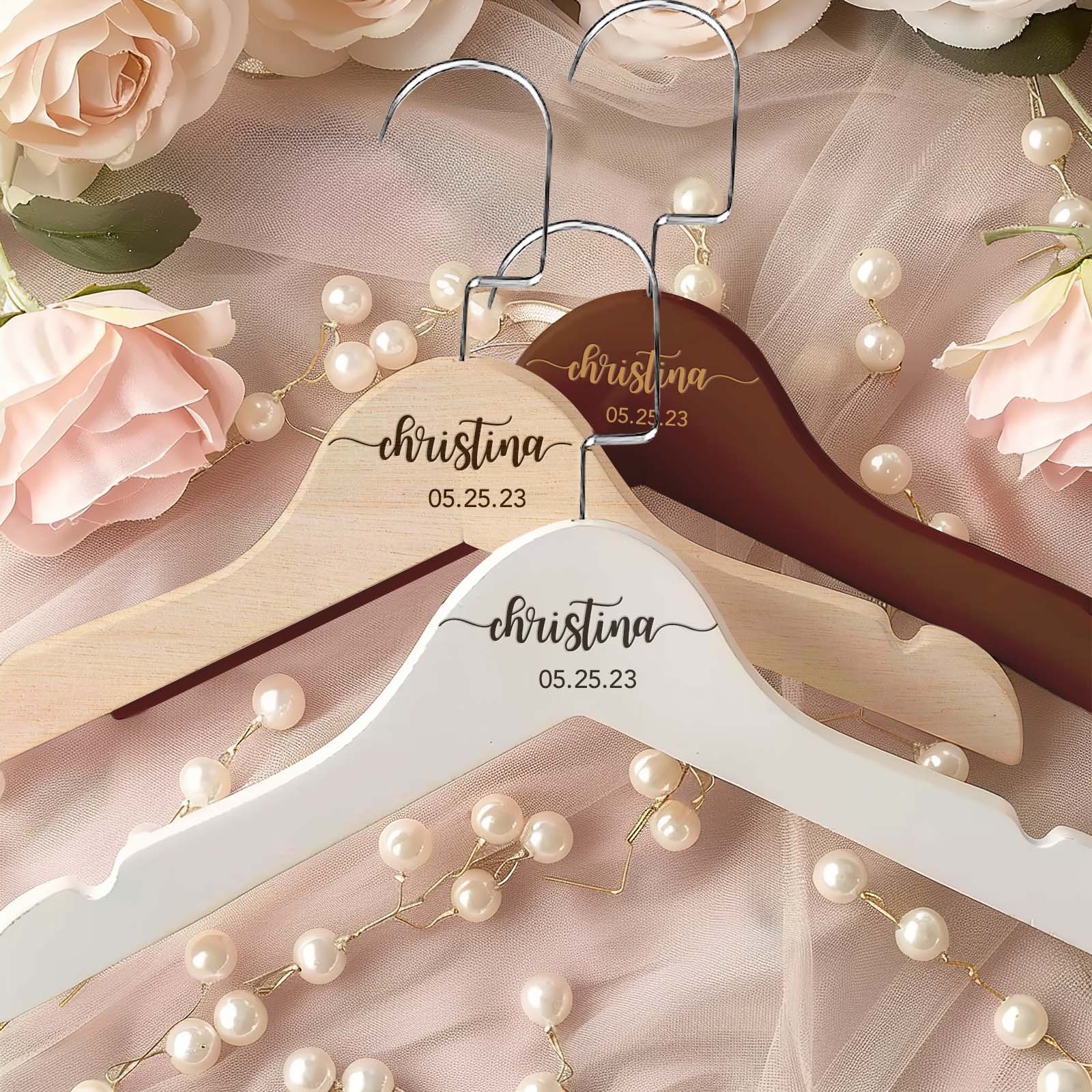 Personalized Bridesmaid Hangers Wedding Hanger Custom Wooden Engraved Hanger Bridal Dress Hanger Wedding Name Hangers