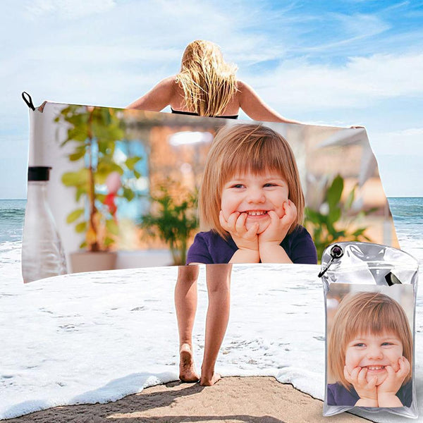 Horizontal Personalized Bath Towels Custom Photo Beach Towels Quick-dry Ultrafine Fiber Cute Baby Gifts for Newborn