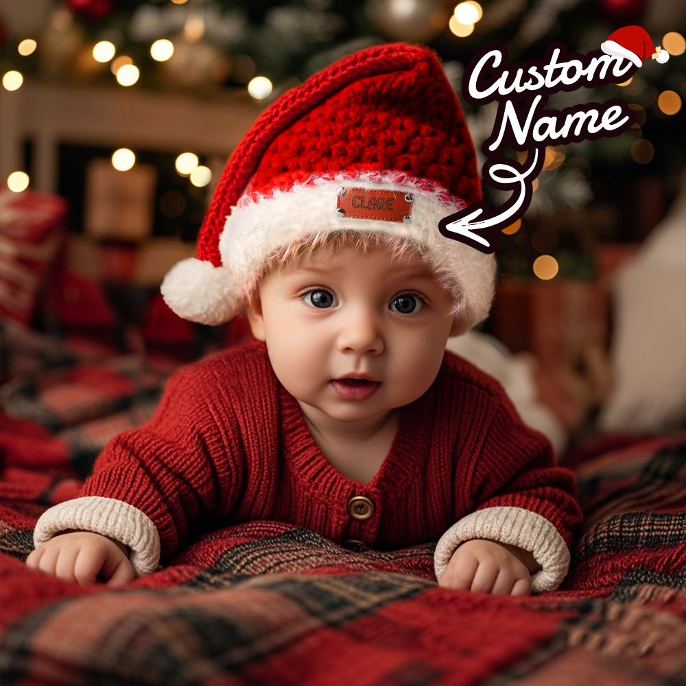 Personalized Leather Patch Christmas Santa Hat