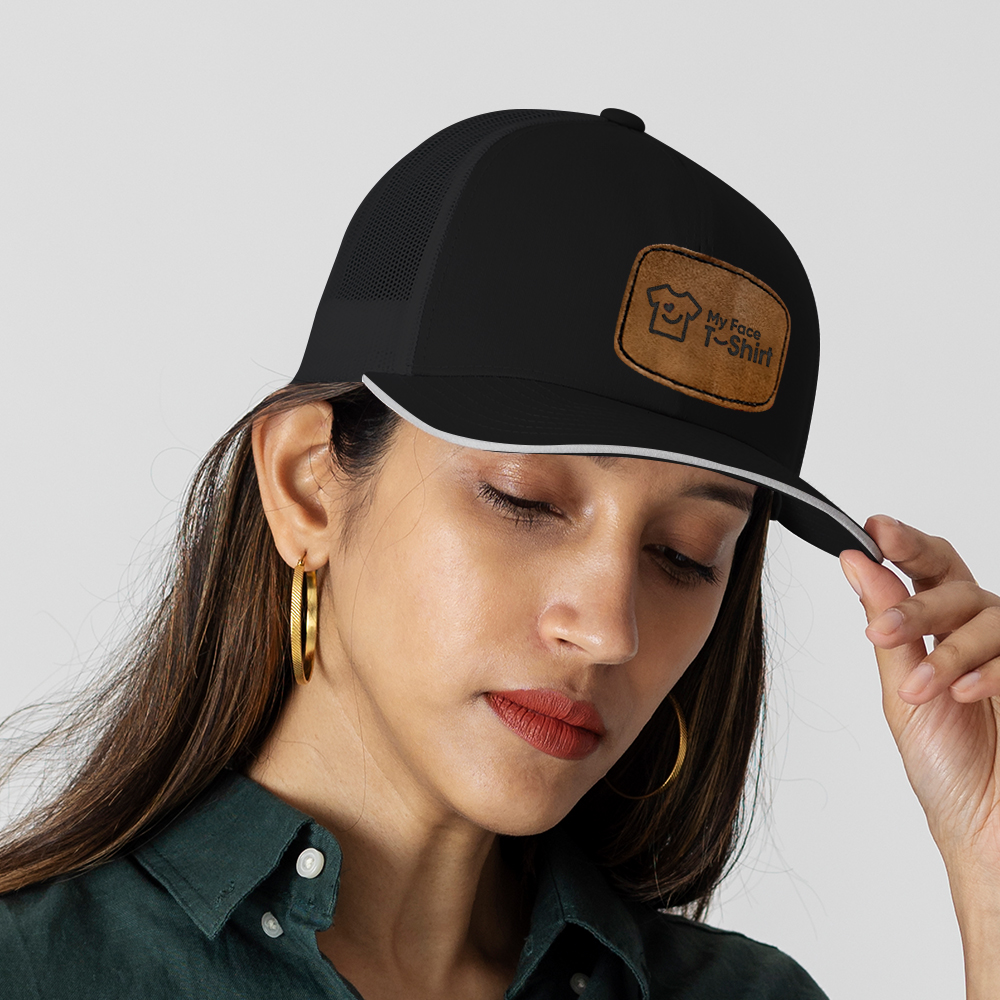 Custom Rectangular Leather Patch Mesh Baseball Personalized Logo Baseball Cap Add Text Hat