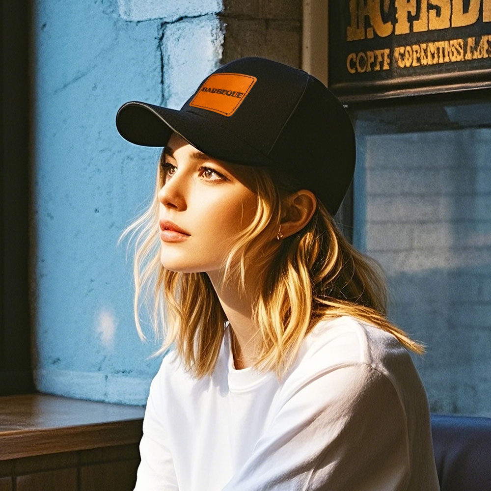 Custom Pet Leather Engraved Hat Leather Patch Hat Photo On Hat Personalized Mesh Baseball Cap  With Leather Patch