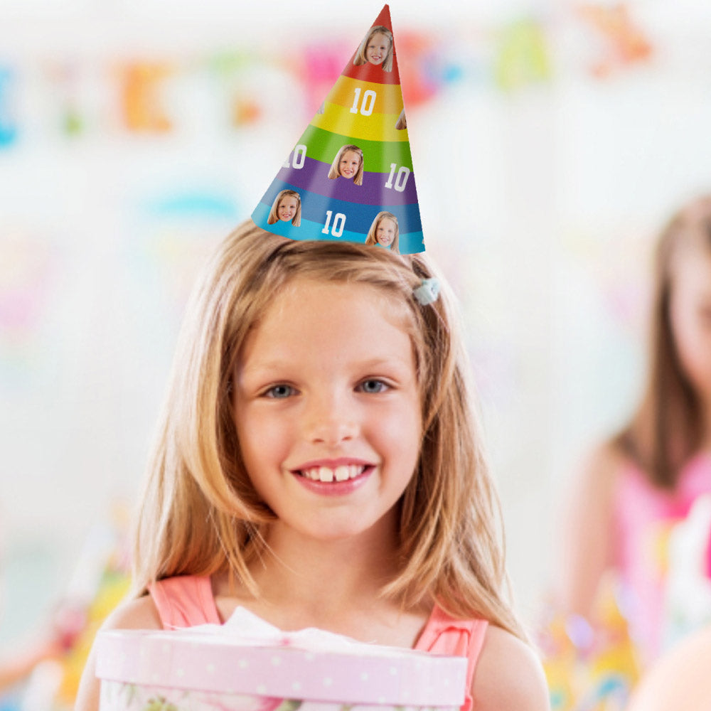 Personalised Rainbow Birthday Party Hats Party Decorations Supplies for Adults and Kids - MyFaceTshirt