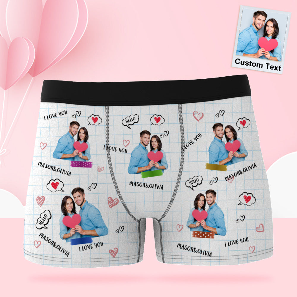 Custom Photo Boxer Briefs Personalised Name Valentine's Day Boxer Gift for Him