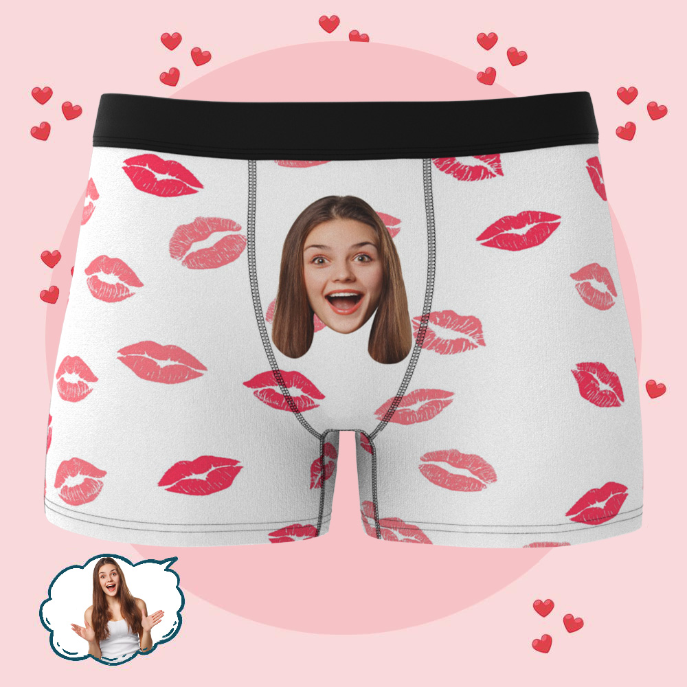 Custom Kiss Face Boxers Popular Boxer Shorts Men's Underwear Valentine's Day Gifts