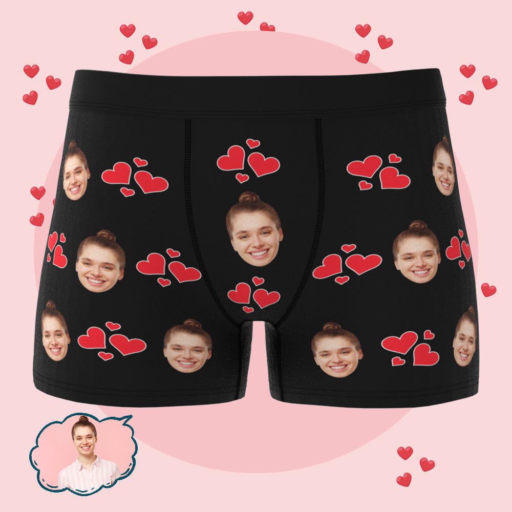 Custom Heart Face Boxers Popular Boxer Shorts Men's Underwear Valentine's Day Gifts