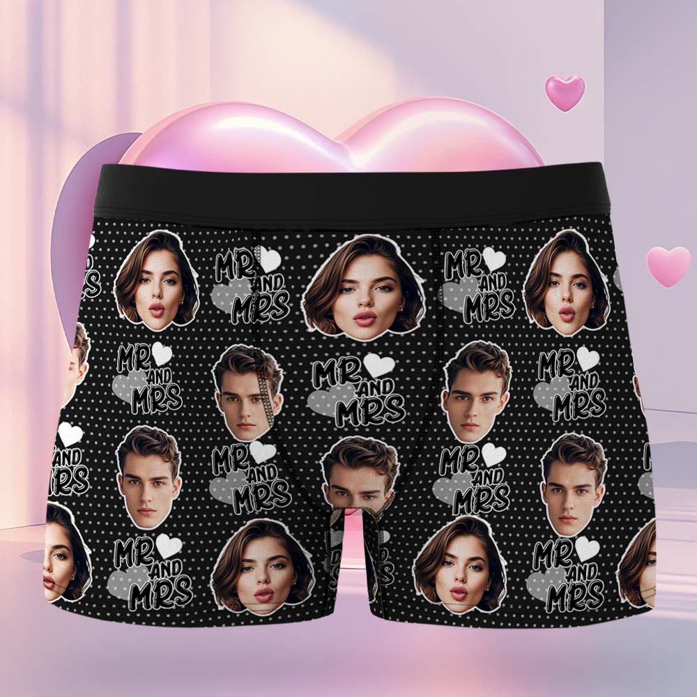 Custom Mr & Mrs Boxers Face Boxers Popular Boxer Shorts Men's Underwear Valentine's Day Gifts