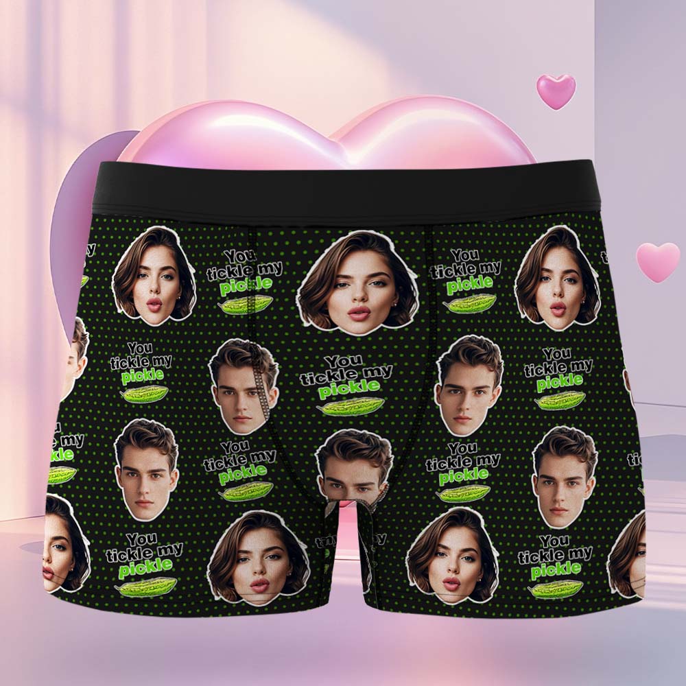Custom Boxers Face Boxers Personalized You Tickle My Pickle Boxers Shorts Men's Underwear Valentine's Day Gifts