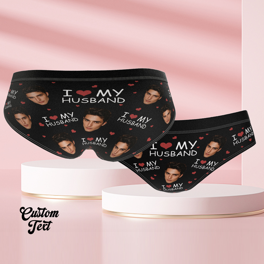 I Love My Husband/ Boyfriend - Personalized Photo Women's Low-Waisted Brief