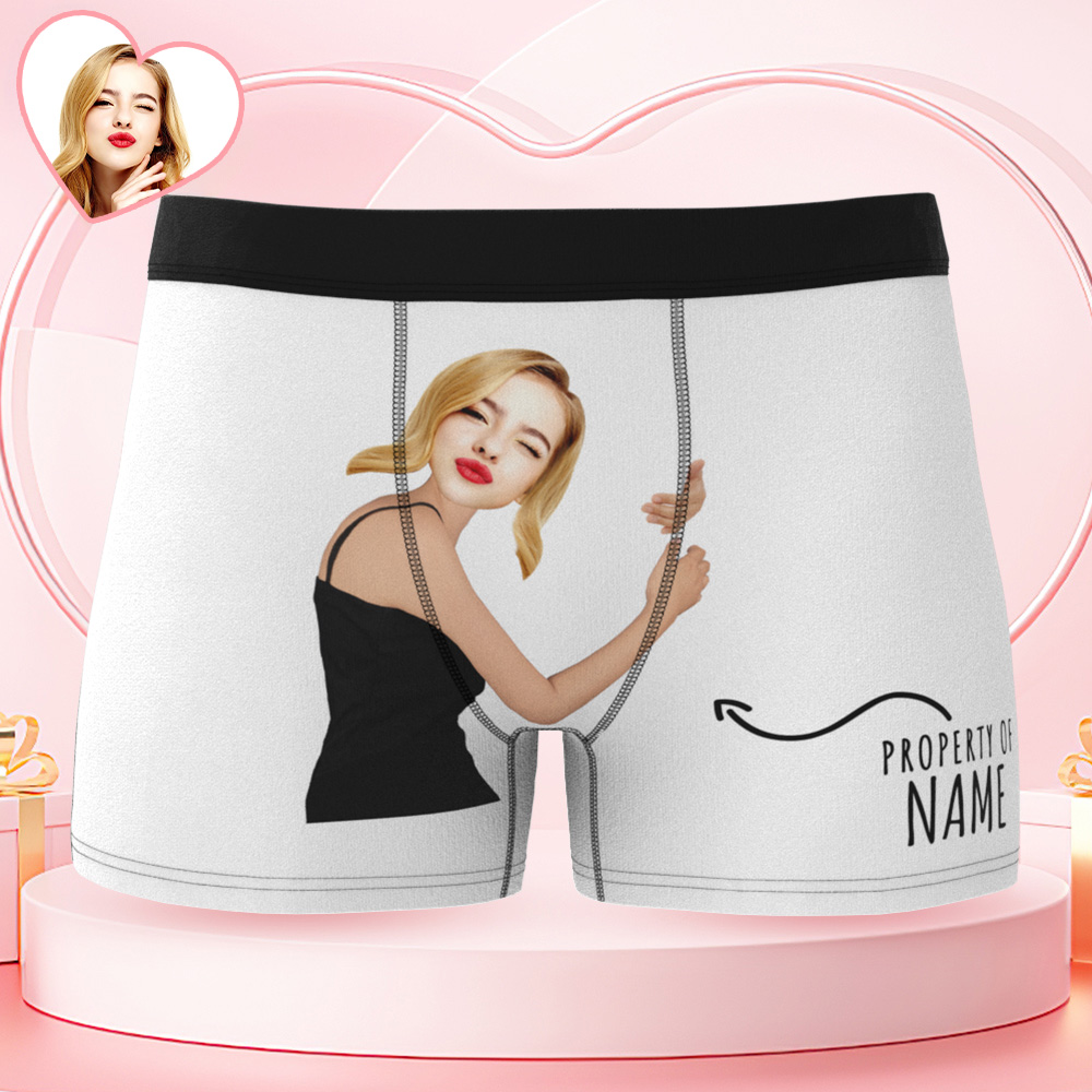 Custom Photo Boxers Personalized with Your Text Gift For Him