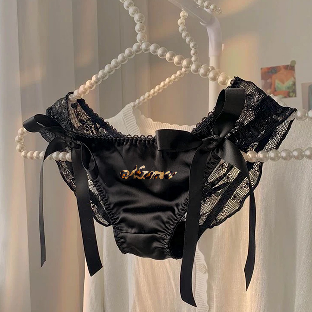 Custom Leopard Print Women's Briefs See Through French Style Bowknot Panties