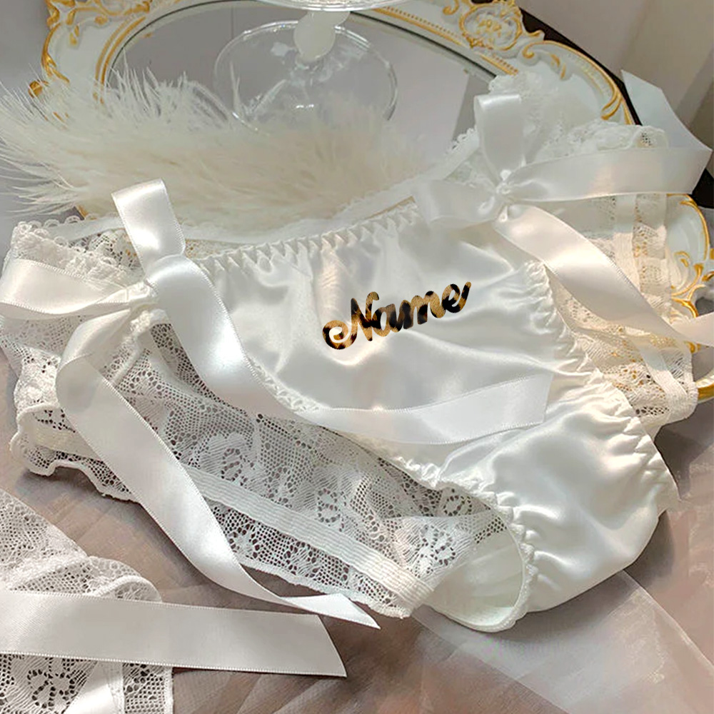 Custom Leopard Print Women's Briefs See Through French Style Bowknot Panties