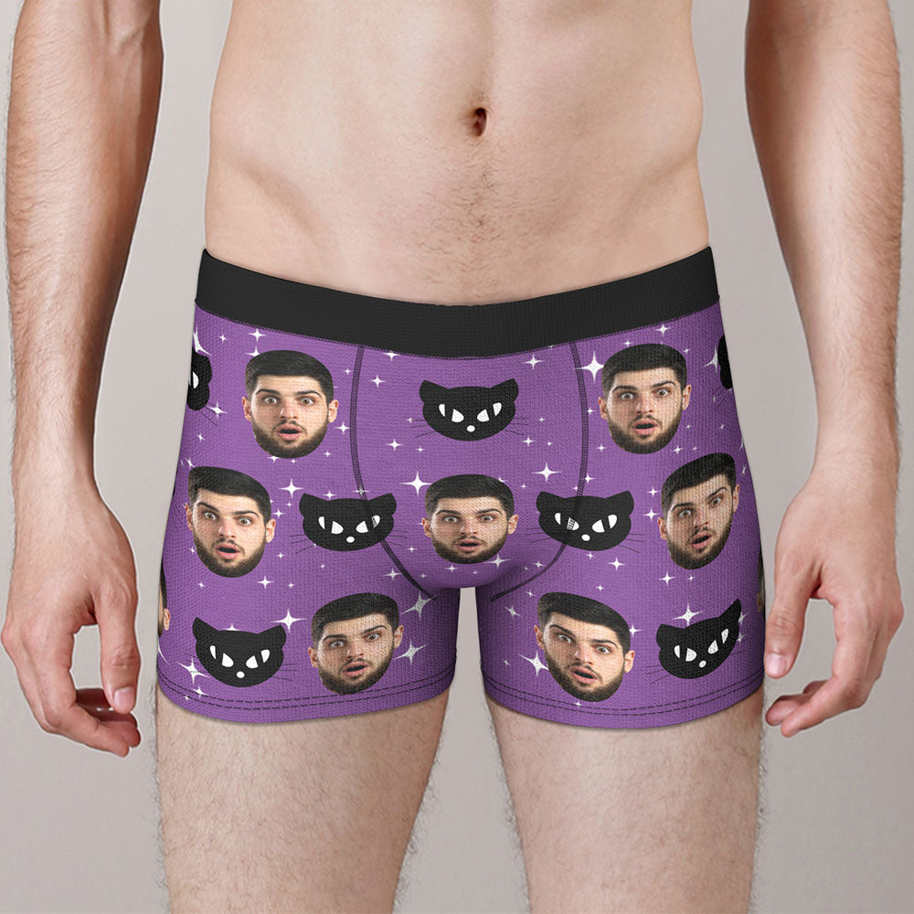 Custom Face Boxer Briefs Personalized Purple Spooky Halloween Themed Boxers