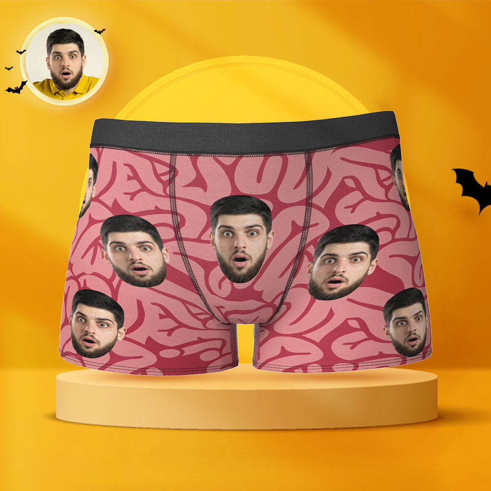 Custom Face Boxer Briefs Personalized Brains Print Halloween Themed Boxers