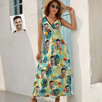 Custom Face Dress Hawaiian Floral and Leaf Design Gift for Her - MyHawaiianShirts