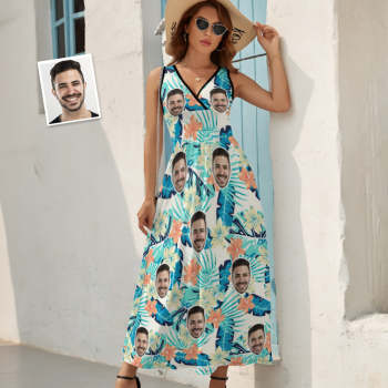 Custom Face Dress Blossoms and Leaves Collection Gift for Her - MyHawaiianShirts