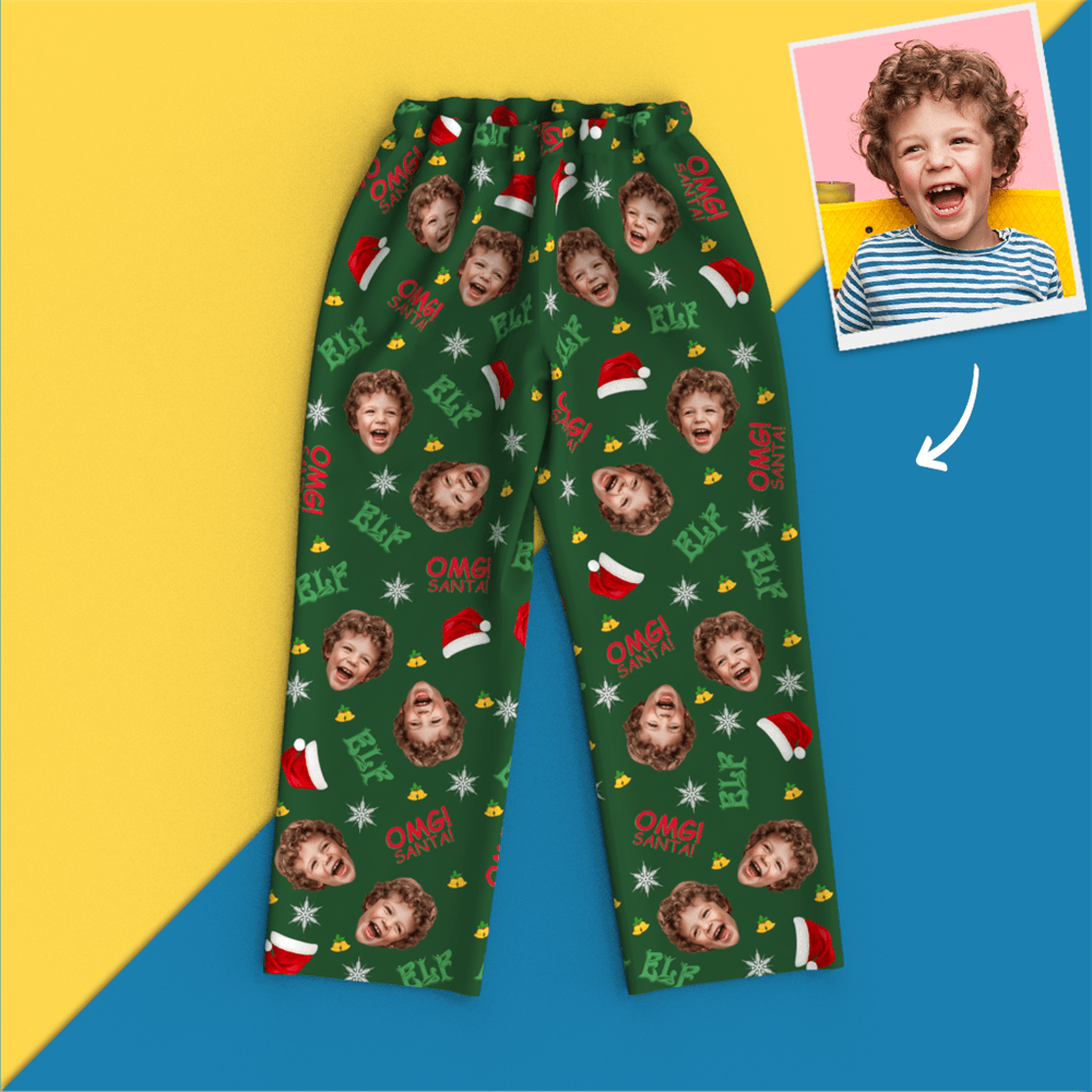 Custom Face Photo Christmas Elf Pajamas Omg Santa - MyFaceTshirt