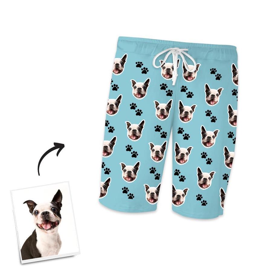 Custom Dog Photo Short Pajama Pants-Footprints - MyFaceTshirt