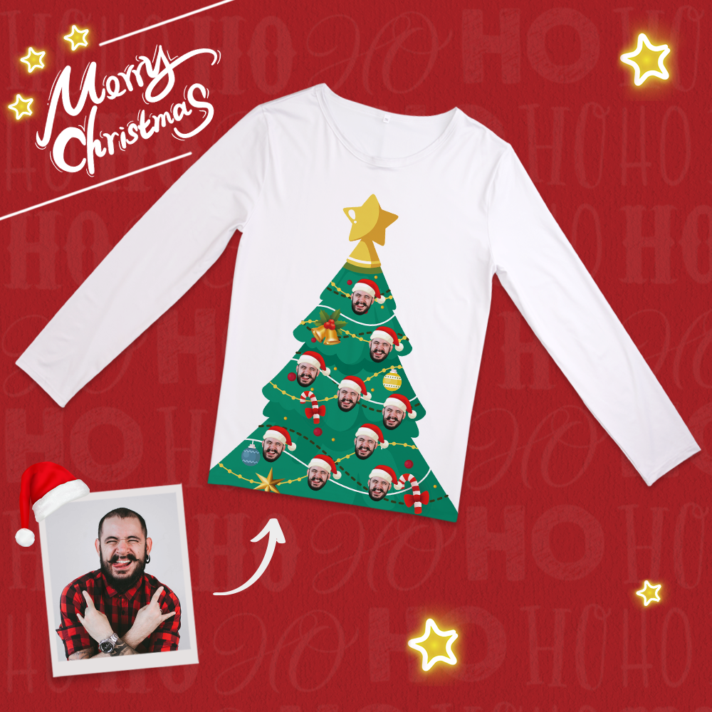 Custom Face Christmas Tree Pajamas - MyFaceTshirt