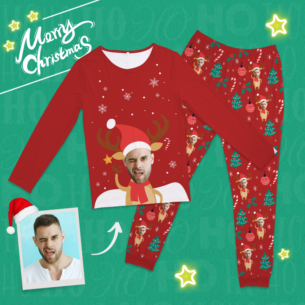 Custom Face Santa's Hat Pajamas Suit - MyFaceTshirt