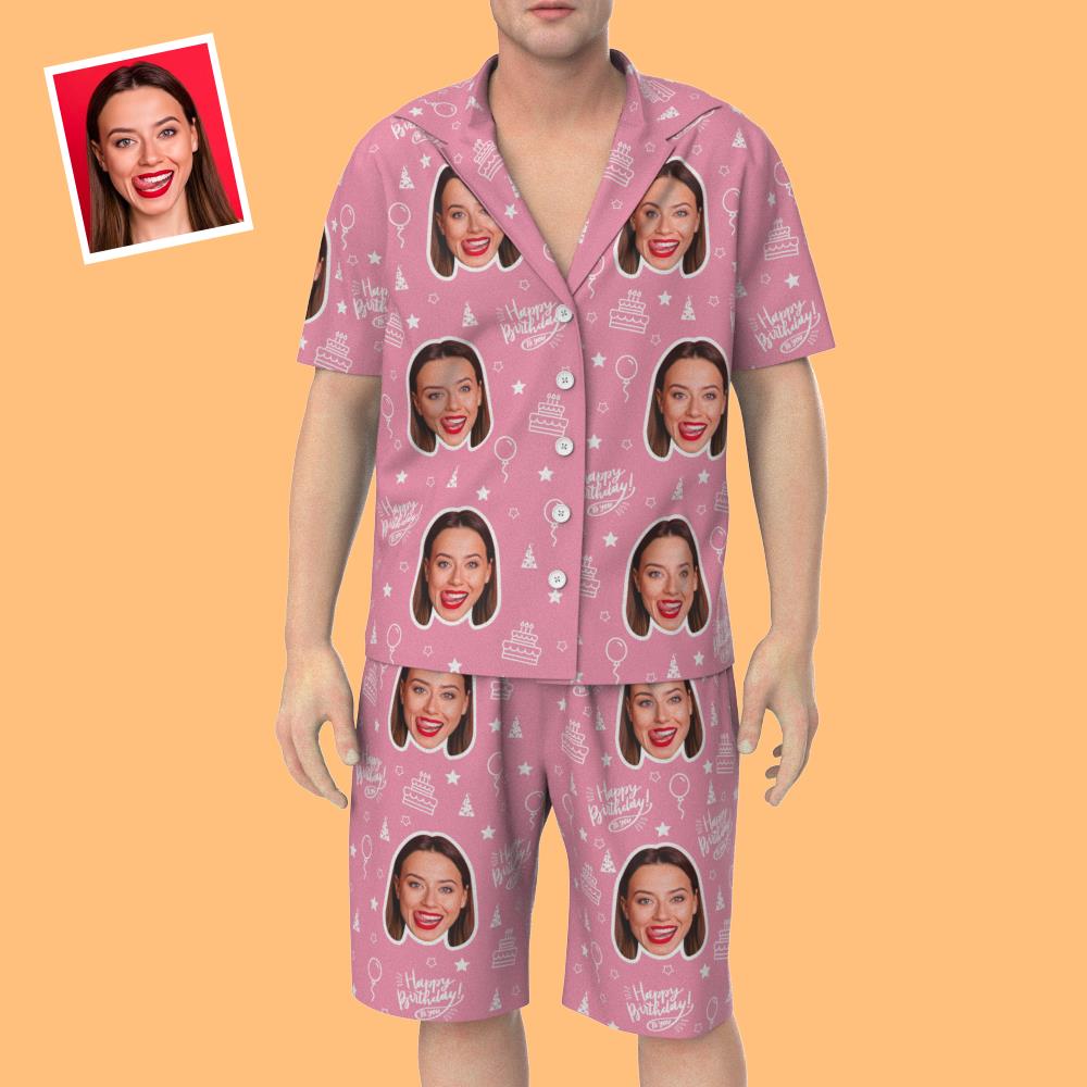 Custom Face Short Sleeve Pajamas Unique Birthday Photo Gift For Best Friend - MyFaceTshirt