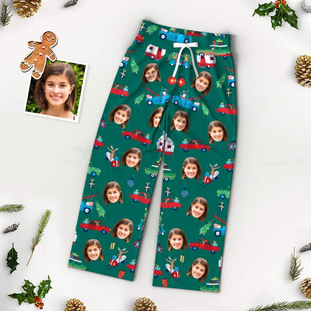 Custom Face Pants Ladie's Loose Wide-leg Pants Retro Christmas Pajamas Pants - MyFaceTshirt