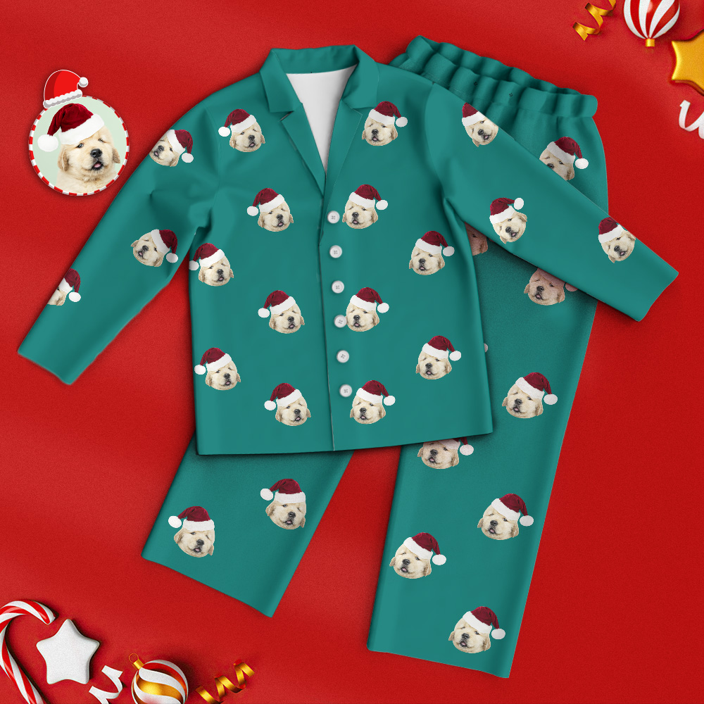 Custom Green Pet Face Pajamas Persoalized  Face Pajamas Christmas Gift - MyFaceTshirt