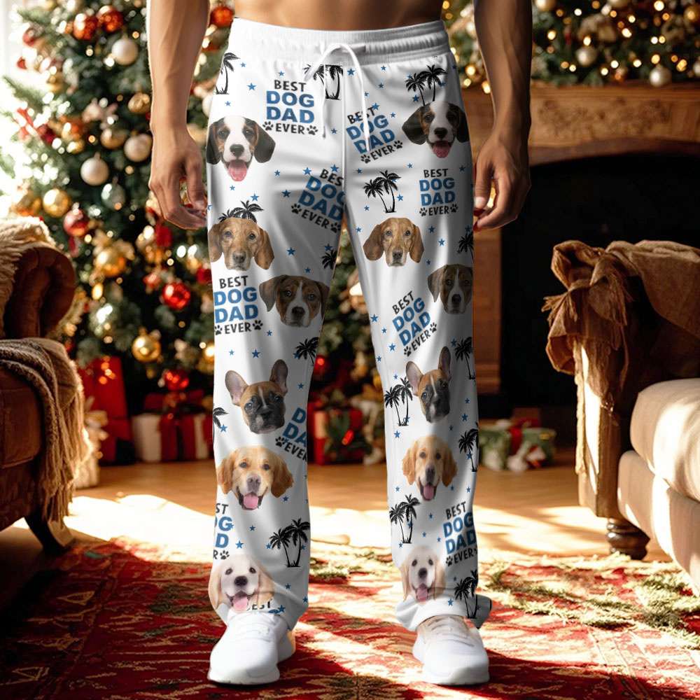 Custom Photo Best Dog Cat Dad Mom Ever - Personalized Pajama Pants