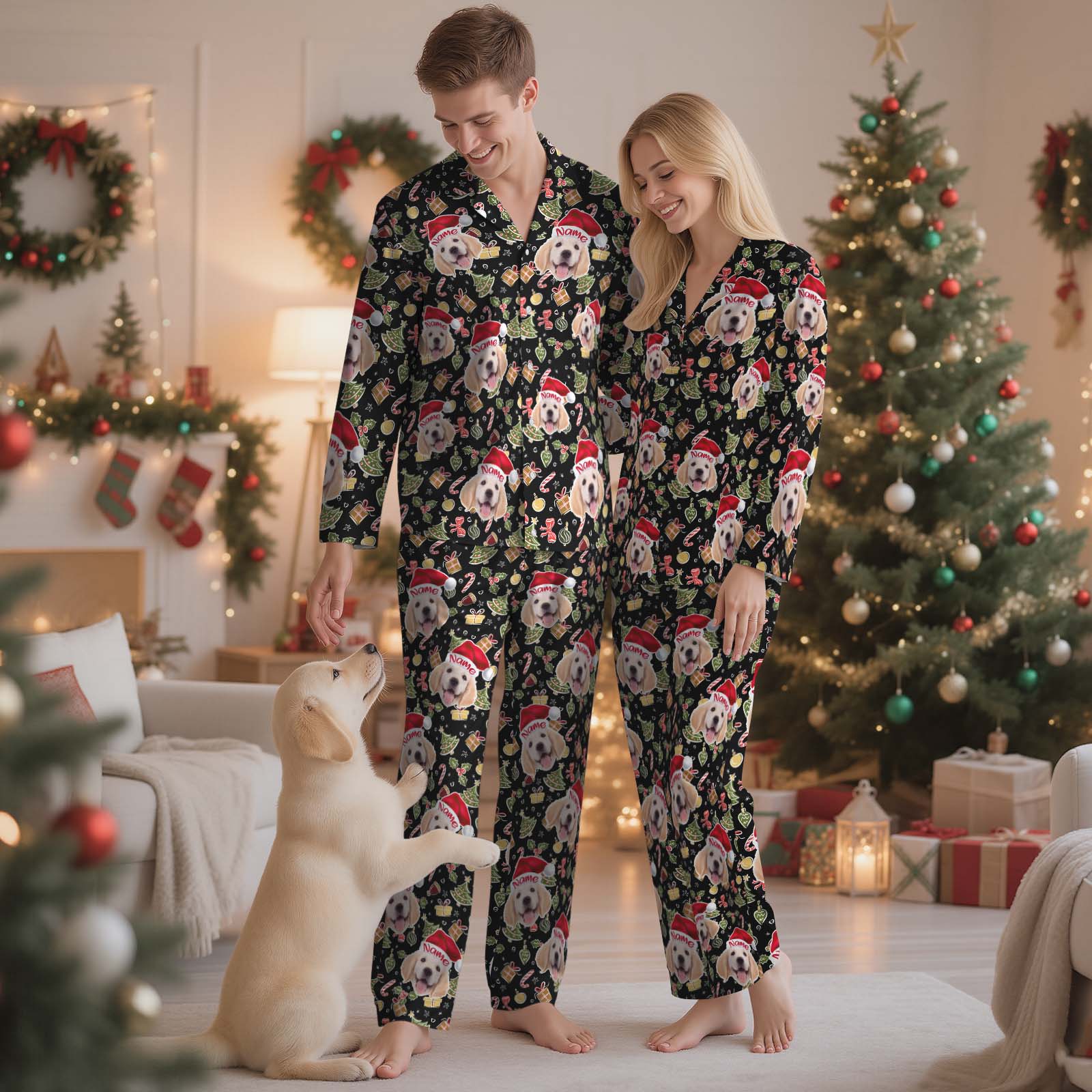 Custom Pet Face Christmas Pajamas: Matching Dog & Owner Pajamas