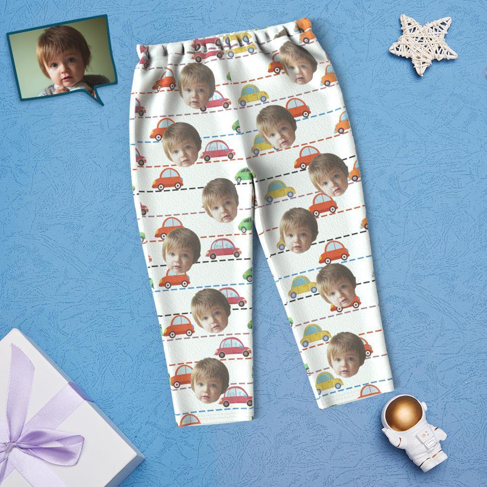 Custom Face Children's Pajamas Car Print - White - MyFaceTshirt