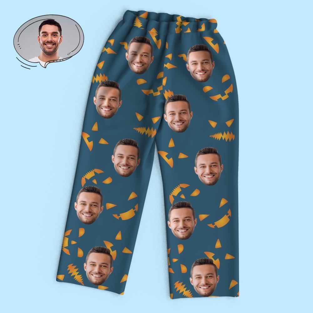 Custom Face Pumpkin Smiley Halloween Pajamas - MyFaceTshirt