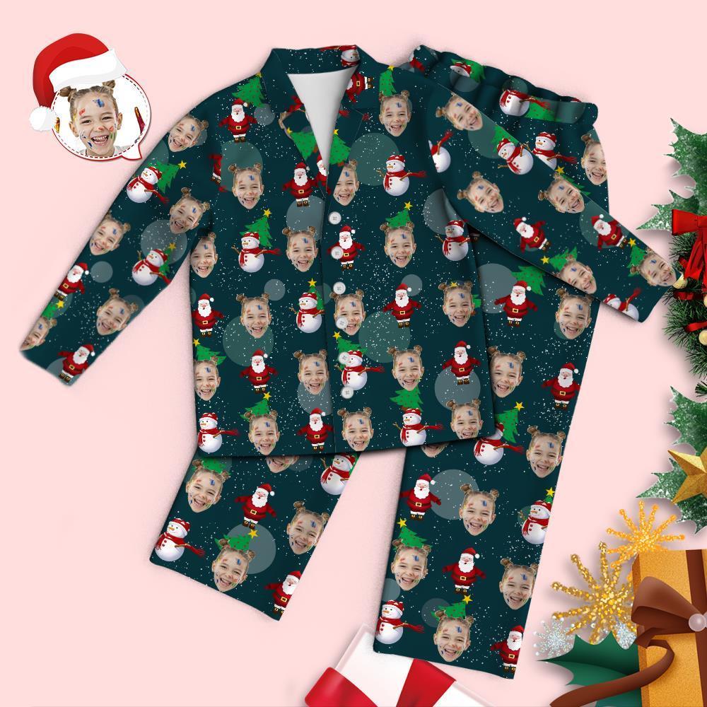 Custom Face Santa Claus and Snowman Christmas Pajamas - MyFaceTshirt