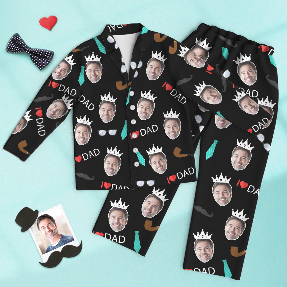 Custom Face Pajamas Tie and Crown Father's Day Gifts - MyFaceTshirt