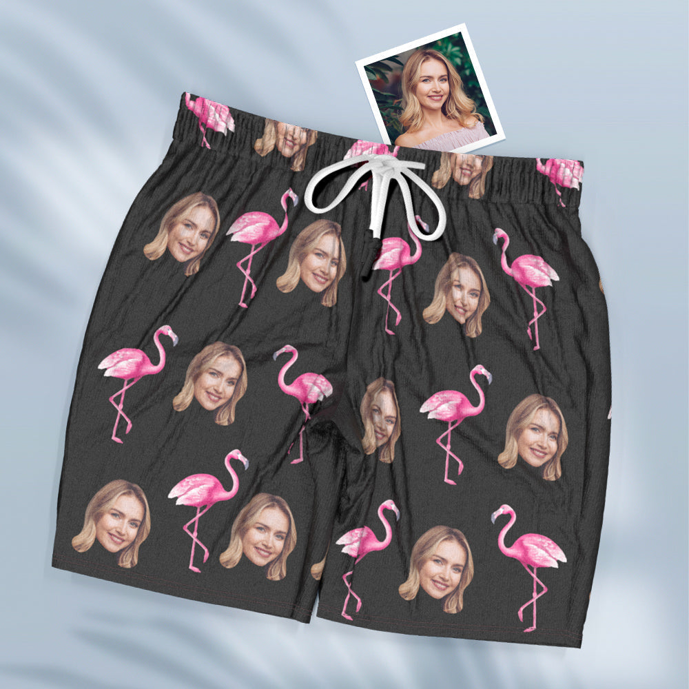 Custom Face Short Sleeved Pajama Shorts Personalised Women's Sleepwear Flamingo Gifts For Her - MyFaceTshirt