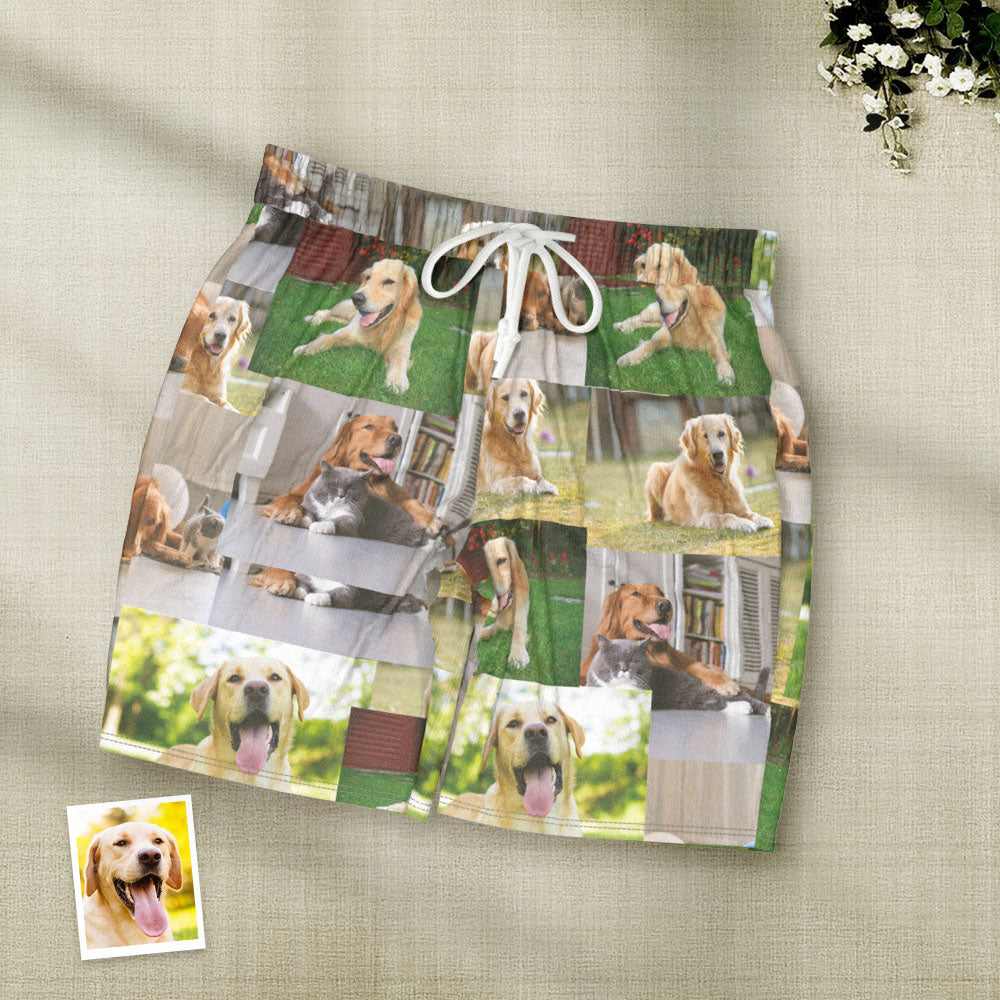 Custom Photo Pajama Shorts Personalized Short Sleeve Pajamas with 5 Photos Summer Pajama Gifts - MyFaceTshirt