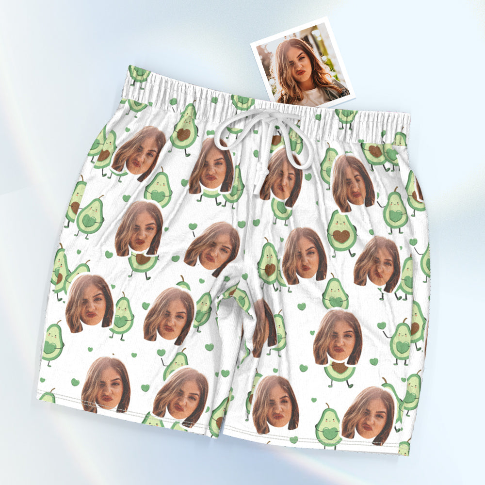 Custom Face Short Sleeved Pajama Shorts Personalized Photo Pajama Women Men Summer Pajamas Summer Gifts - Avocado - MyFaceTshirt