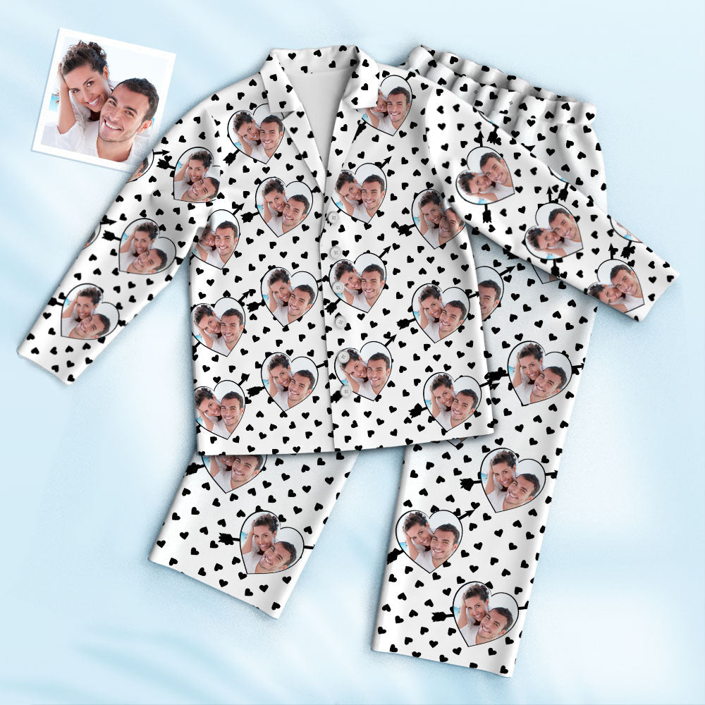 Custom Photo Pajamas Personalized Special Love Hearts Women Men Set Pajamas - MyFaceTshirt