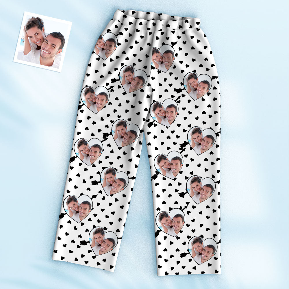Custom Photo Pajama Pants Personalized Special Love Hearts Women Men Set Pajamas - MyFaceTshirt