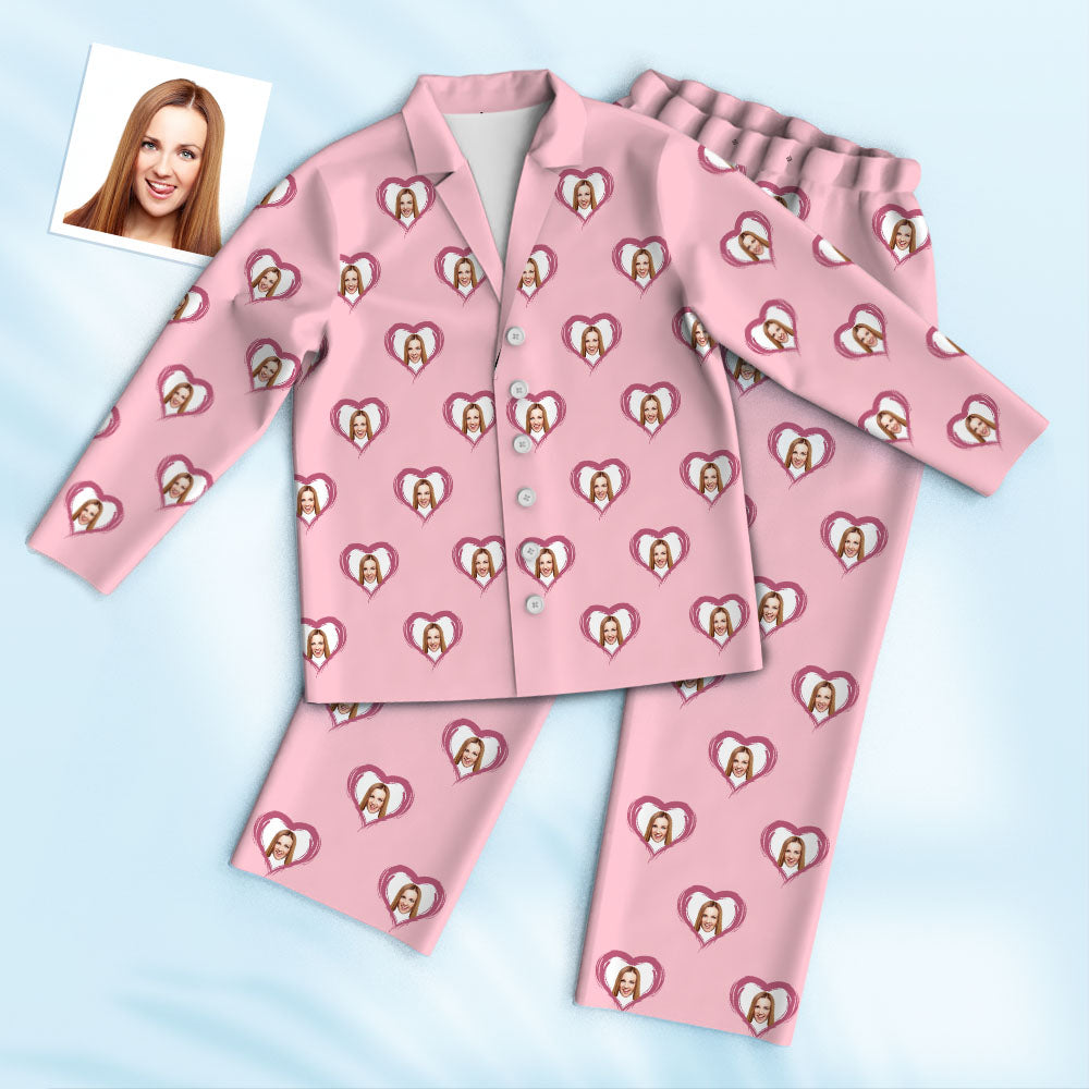 Custom Face Pajamas Personalized Photo Pink Pajama Set - MyFaceTshirt